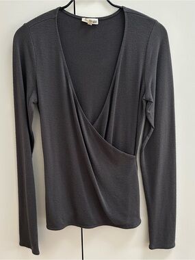 WILFRED FREE - WRAP FRONT LONG SLEEVE TOP - SIZE MEDIUM